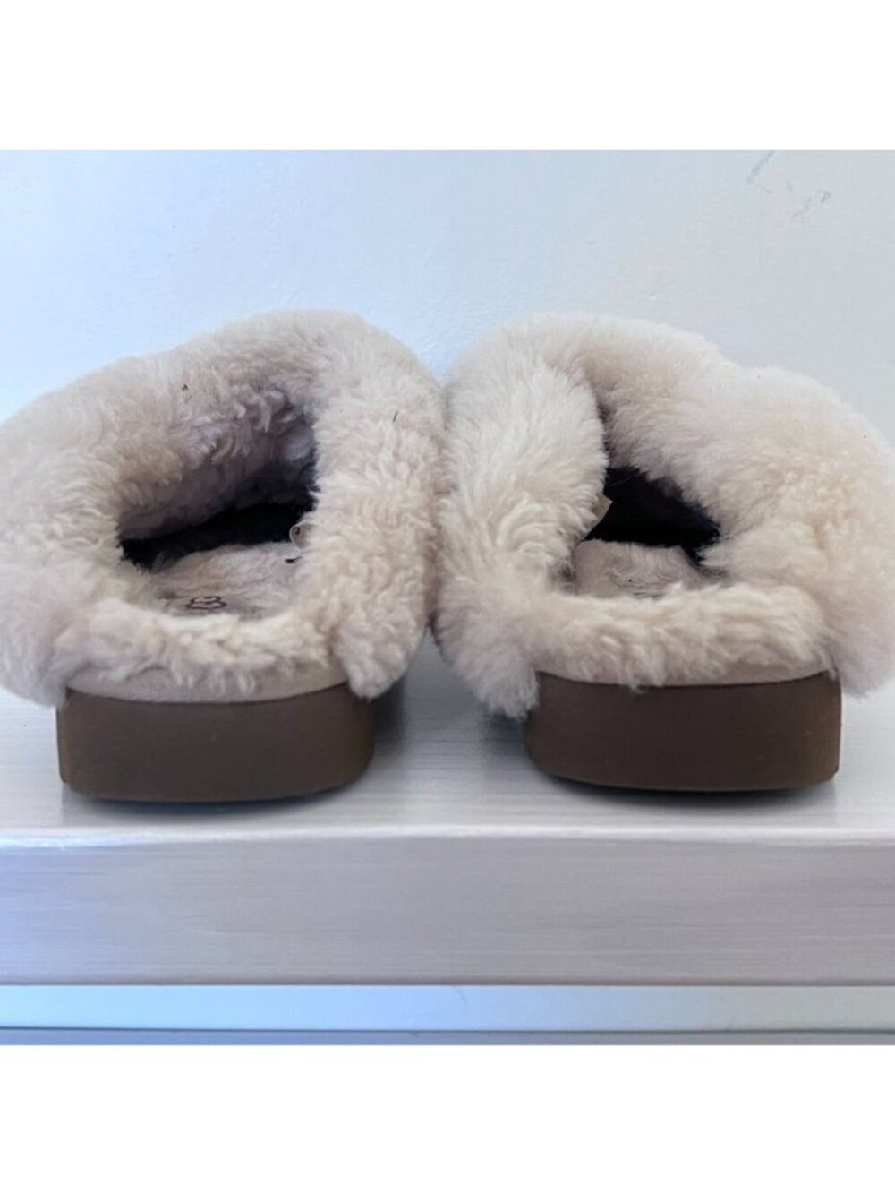 Uggs Womens Sz 6 Coquette Slip on Slippers Chestnut Suede Shearling Lining Cozy - Picture 3 of 14